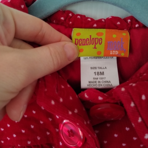 PENELOPE MACK baby girl Red heart peacoat 18 mo - Picture 5 of 7